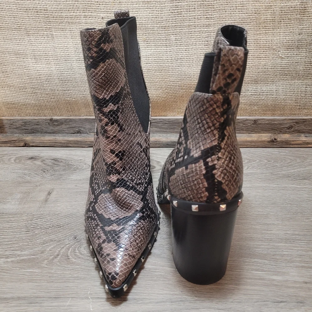 Charles By Charles David Snakeskin Ankle Boots with Studs Size 10